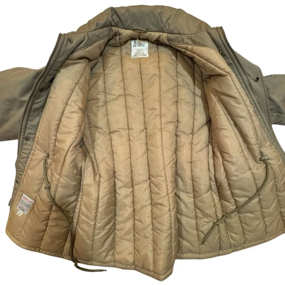 Vintage 80s London Fog Parka 40R Quilted Hooded Coat Big Ben‎ Zip Korea